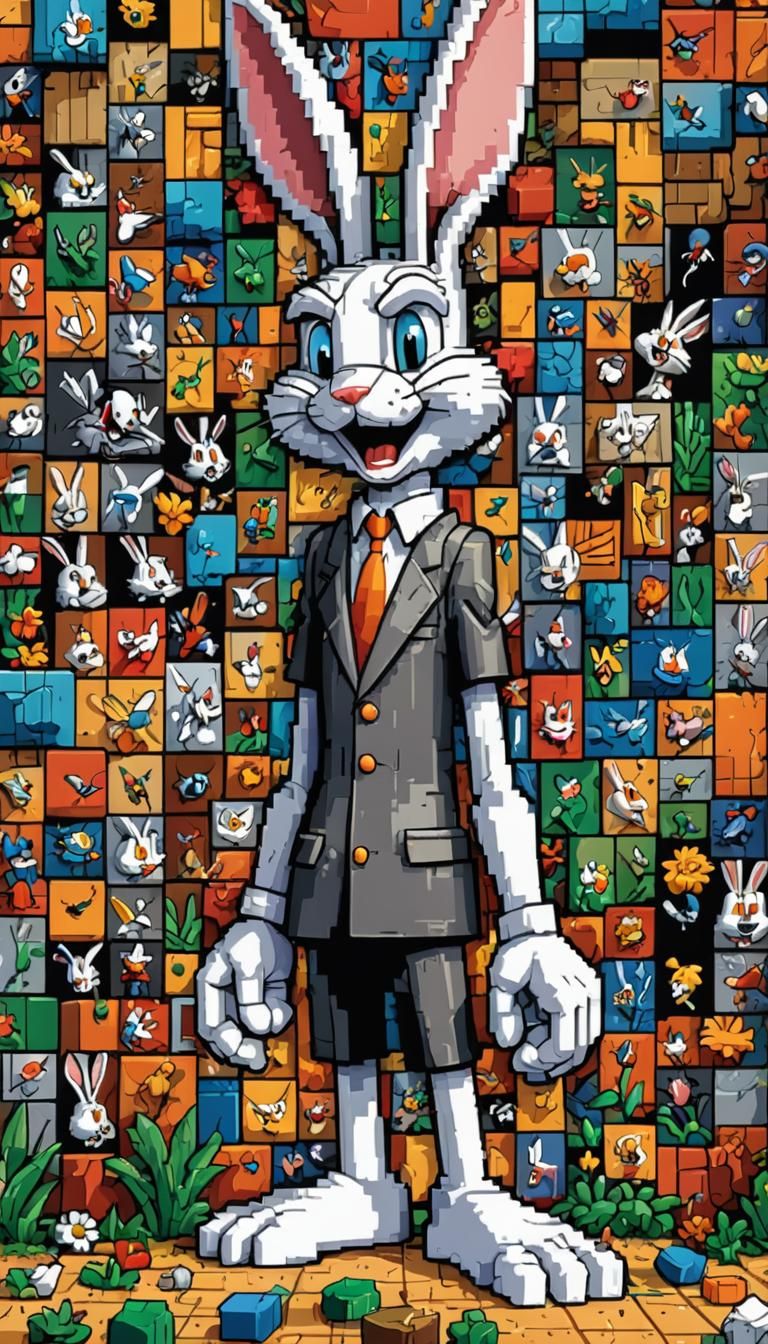 8-Bit Pixel Art of Bugs Bunny