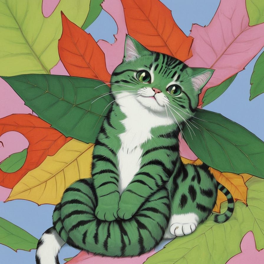 Cute Cat-apiller Creature in Anime Style