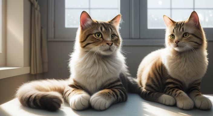 Cozy Feline Bond in Warm Golden Light