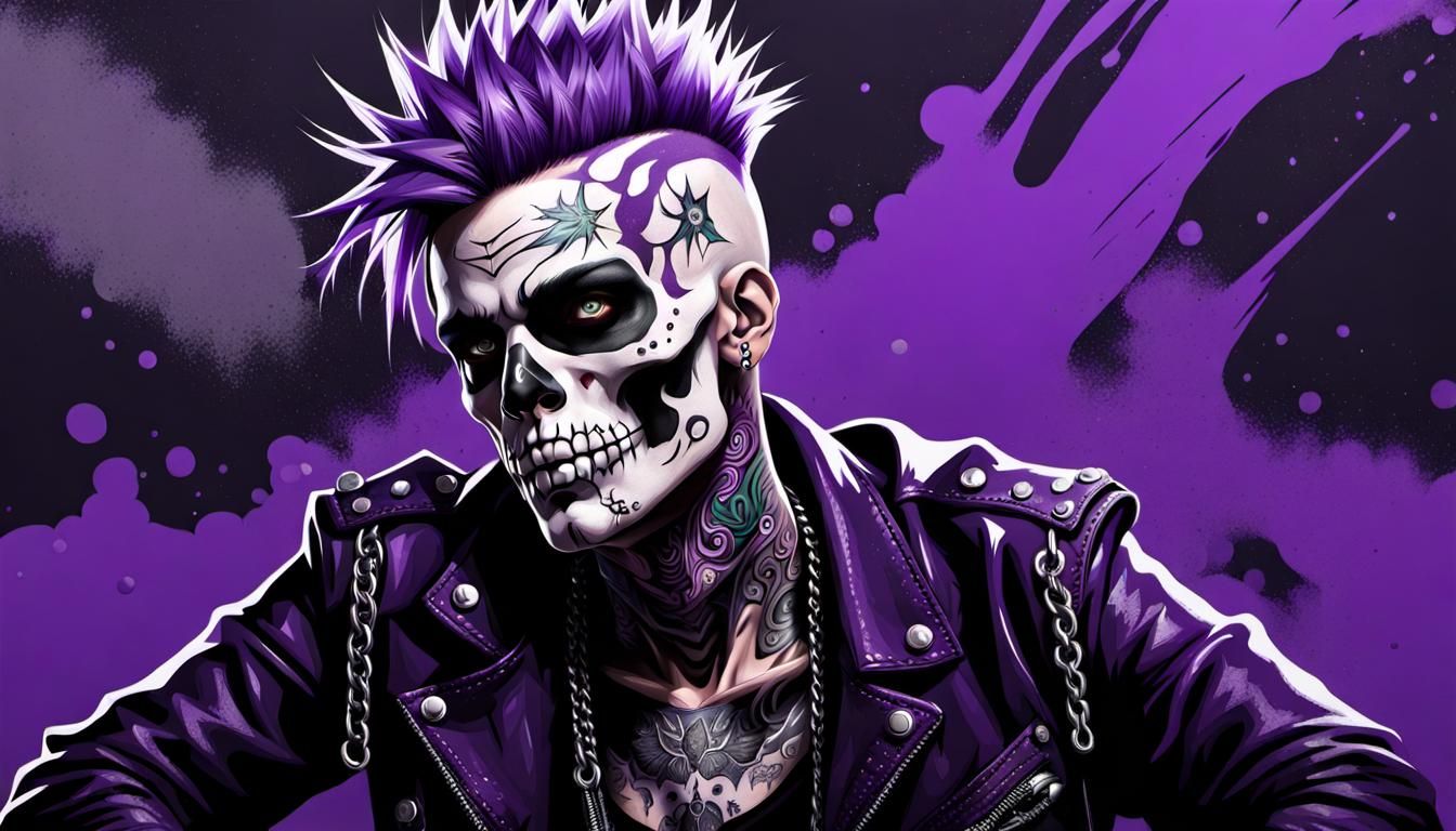 Punk Rocker Vampire with Skull Face Paint