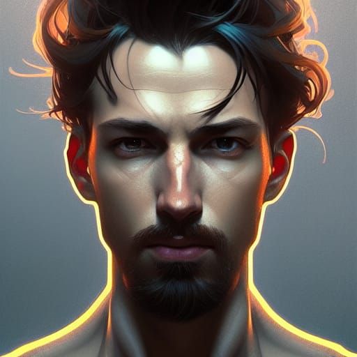 Sad Man Portrait in Ethereal Digital Art Style