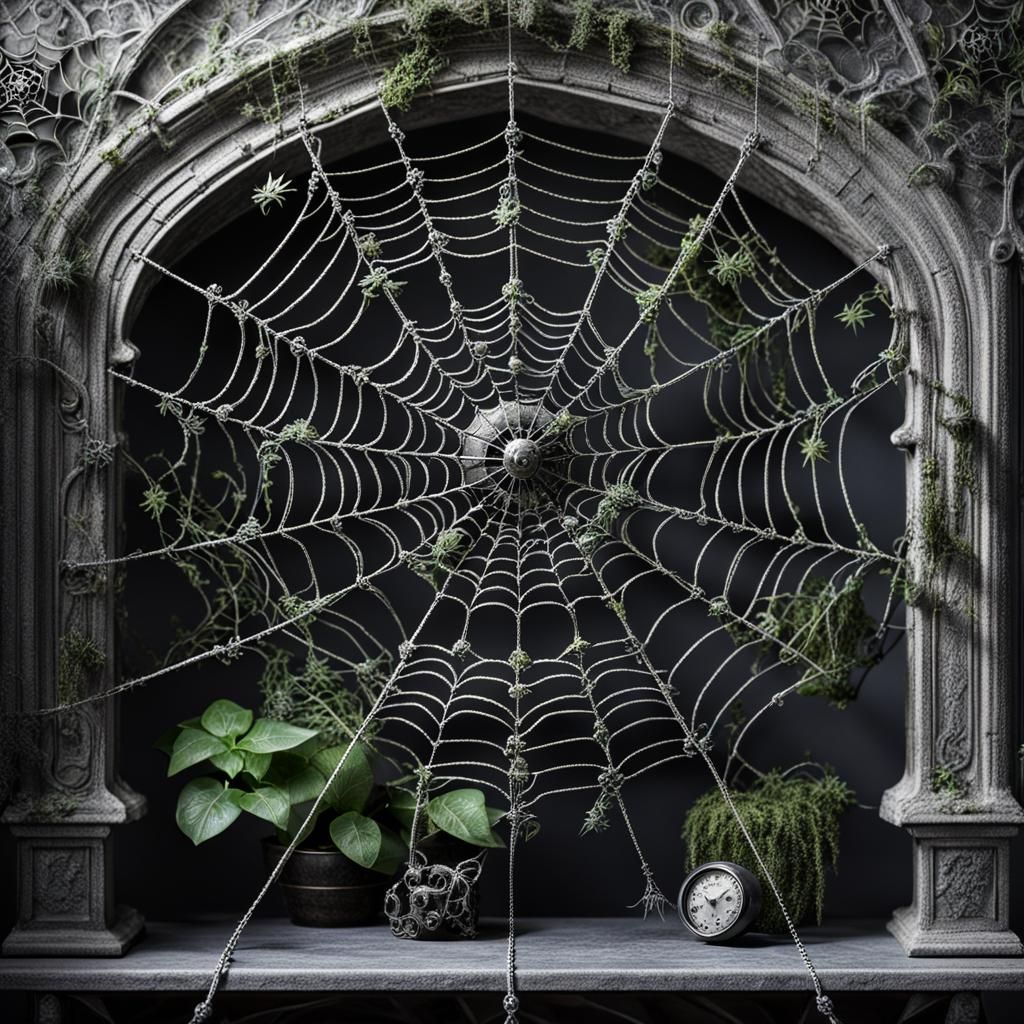 Gothic Spider Web with Steampunk Engine