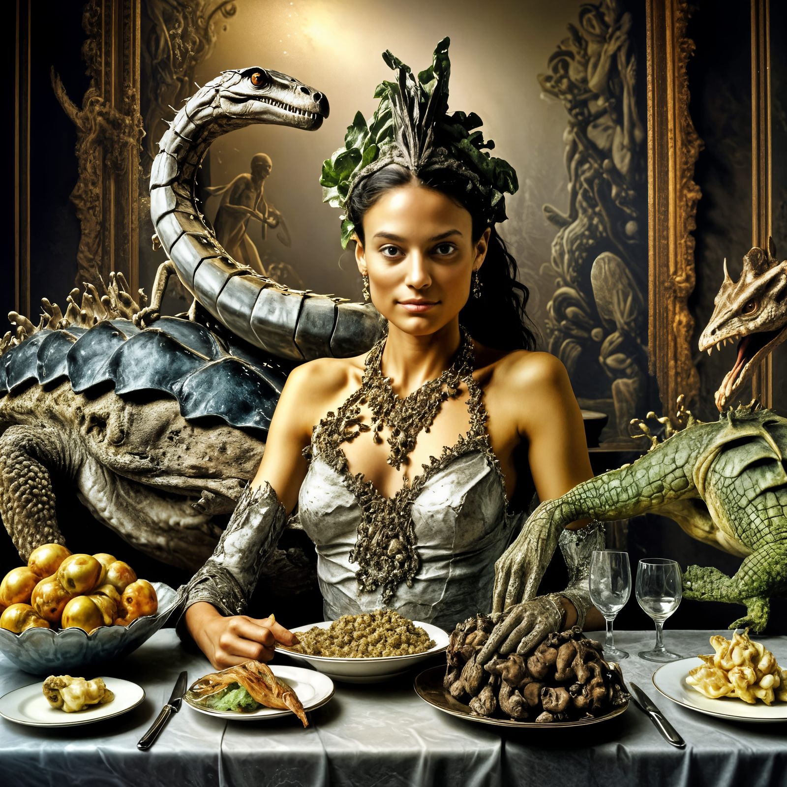 Photorealistic Portrait of Smiling Woman in Elegant Style