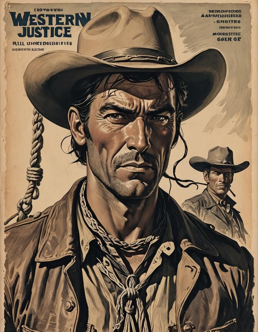 Vintage Western Justice Pulp Magazine Cover