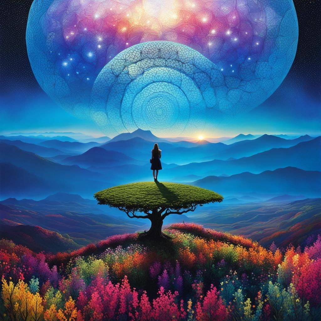 Multicoloured Surrealist Sunset Landscape in Fragmented Art ...