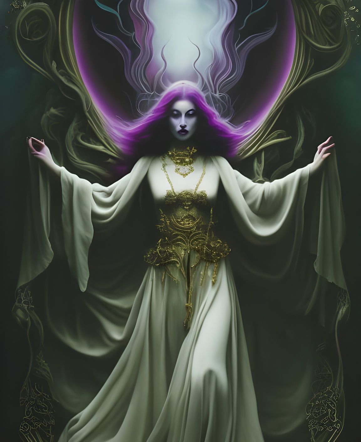 Undead Warlock in Surreal Dark Fantasy Style