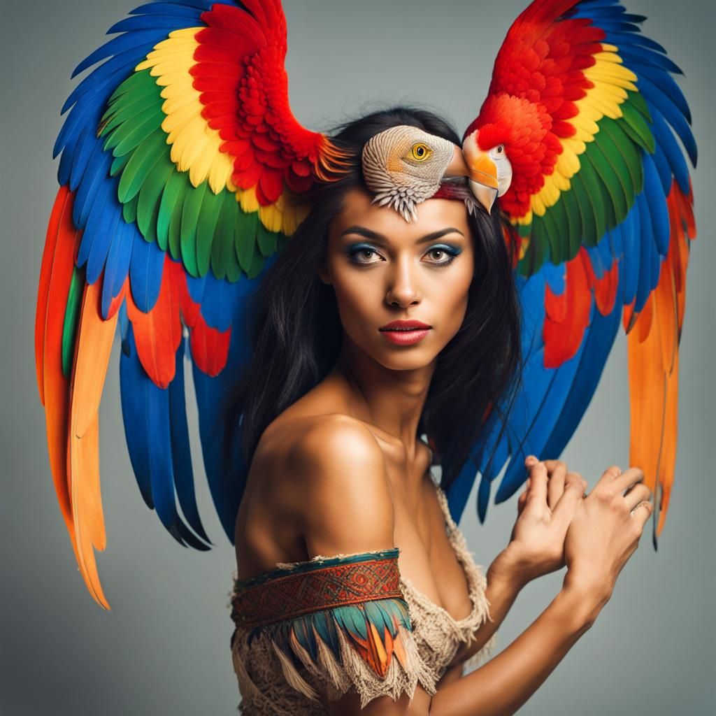 Brazilian Woman with Macaw Wings
