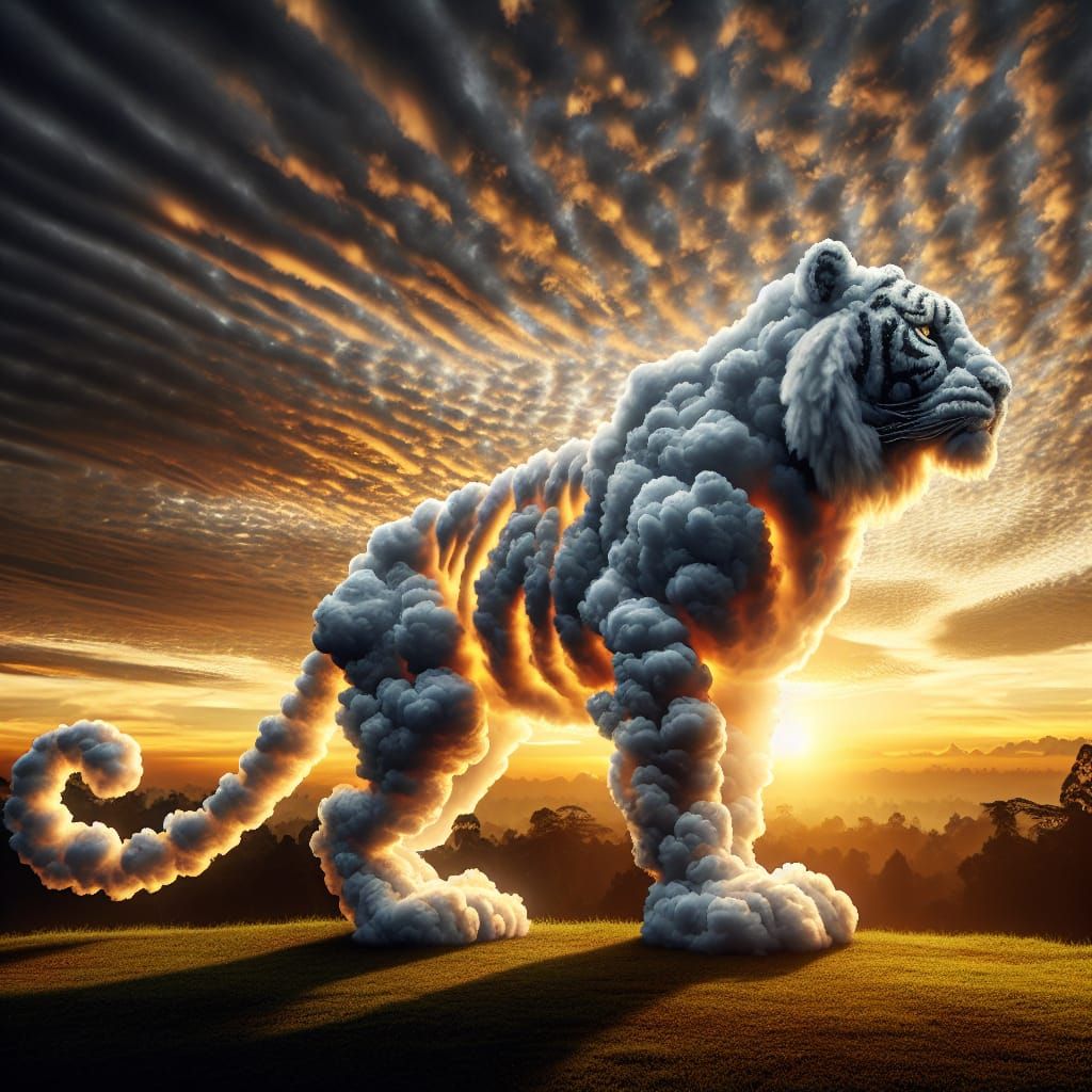 Magical Cloud Tiger in Golden Sunset