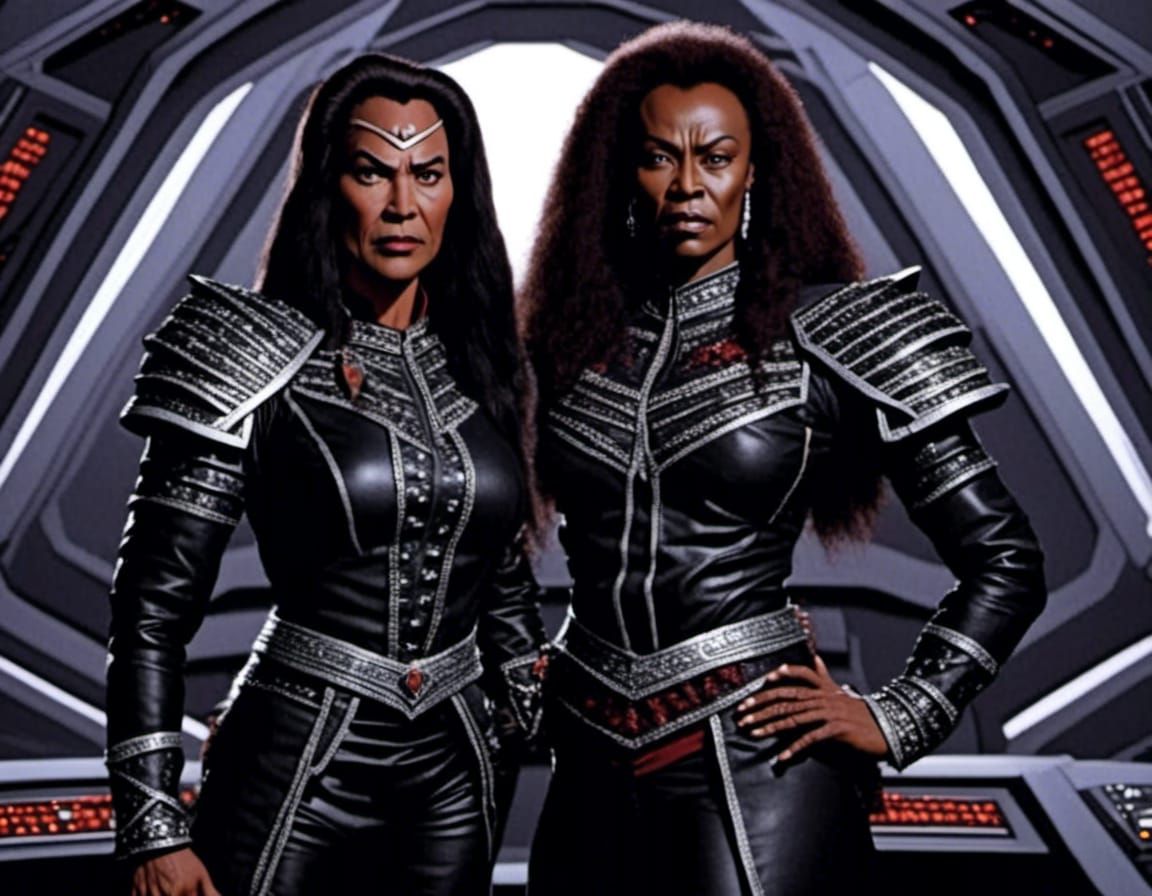 Female Klingon Officer on Spaceship Bridge