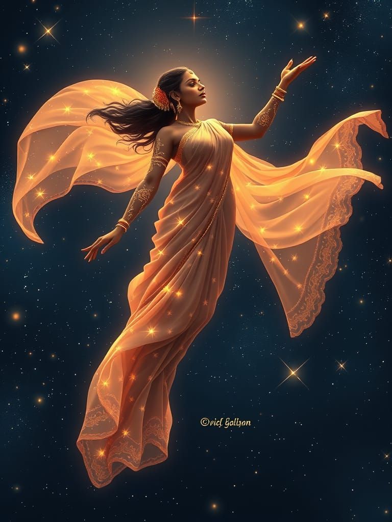 Celestial ballet beneath a starry embrace