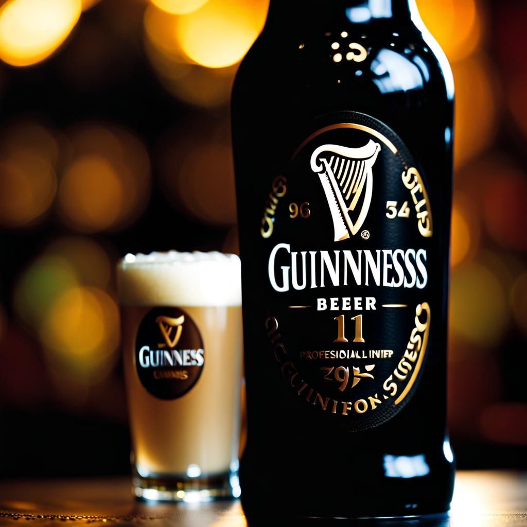 Guinness Beer Bottle on Irish Pub Table