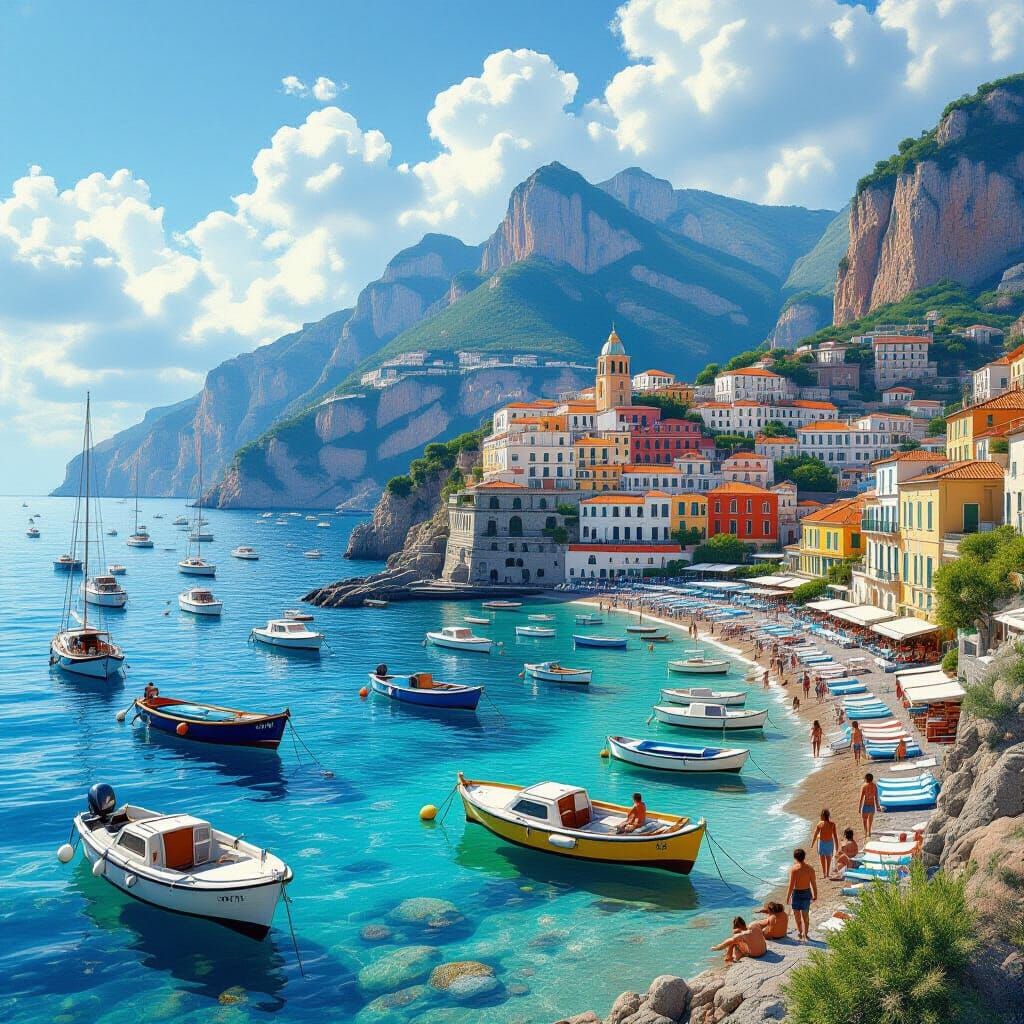 Vibrant Napoli Coast with Capri Rocks, Photorealistic Style