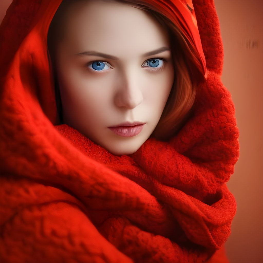 Portrait of Woman in Red Scarf with Bokeh