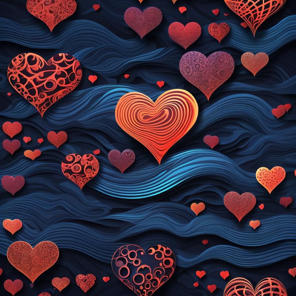 Love Hearts Floating in Night Sky with Names