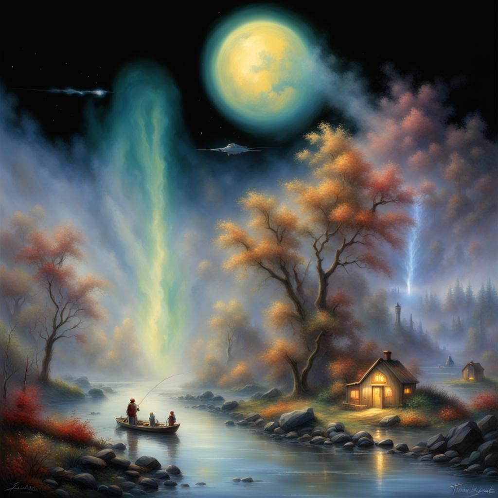 Martian Fishing Expedition in Ethereal Fantasy Style