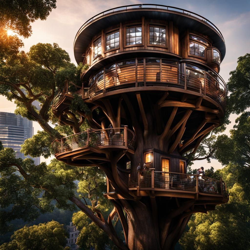 Stark Tower Treehouse: Hyperrealistic Architectural Marvel