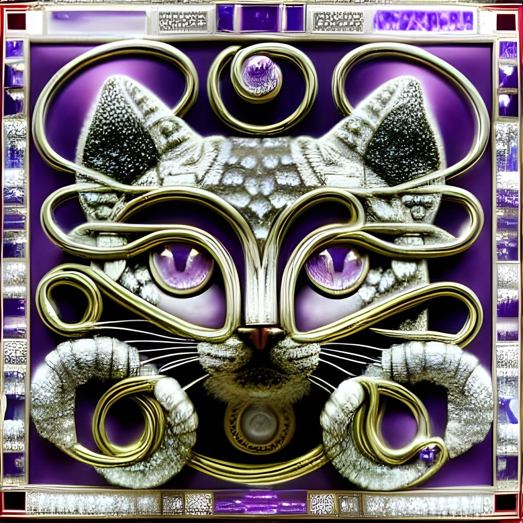 Art Deco Silver Cat Sculpture with Gems