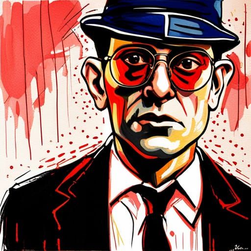 Kafka as Raul Duke: Abstract Art Portrait