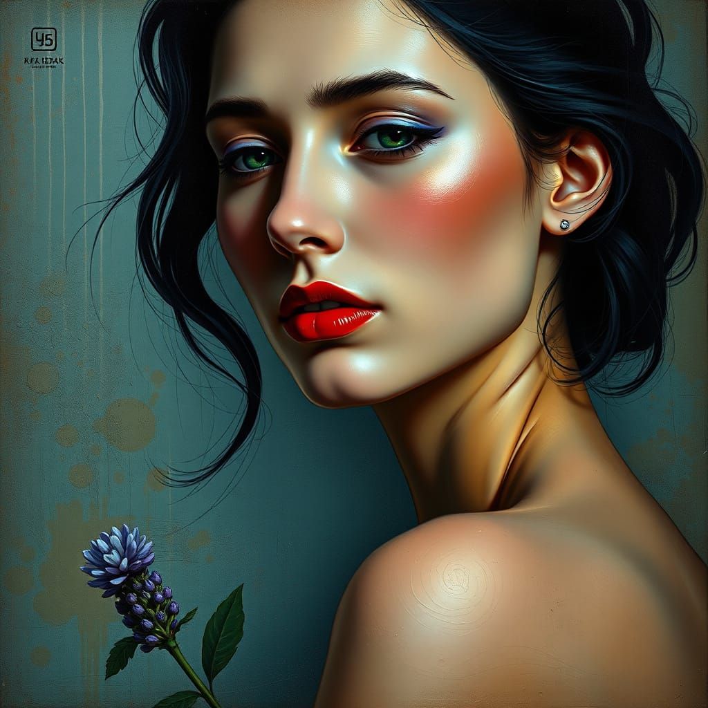 Seductive Portrait in Vibrant, Expressive Colors