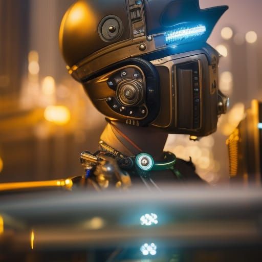 Cyberpunk Timekeeper in Futuristic City