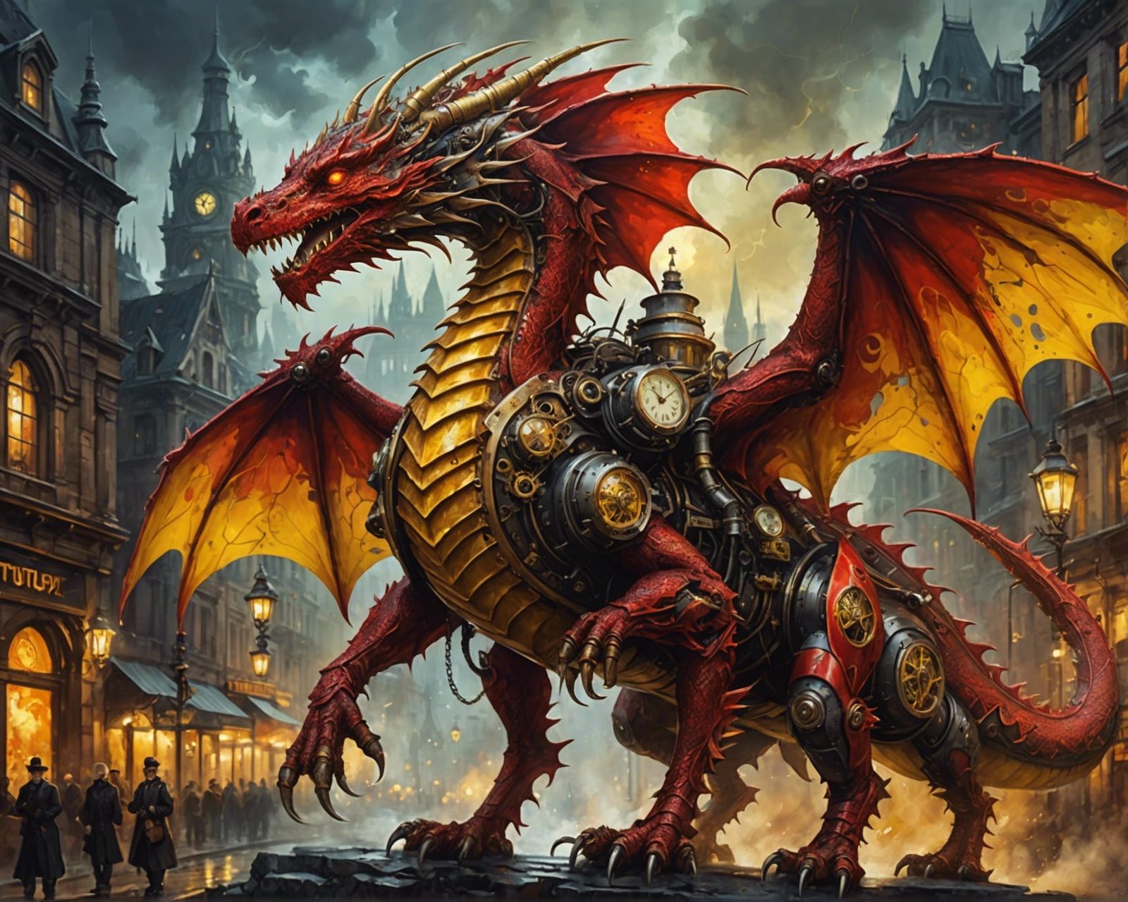 Steampunk Imperial Dragon in Night City
