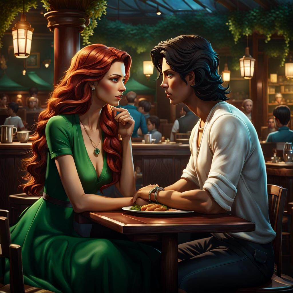 Romantic Restaurant Scene as Digital Fantasy Art