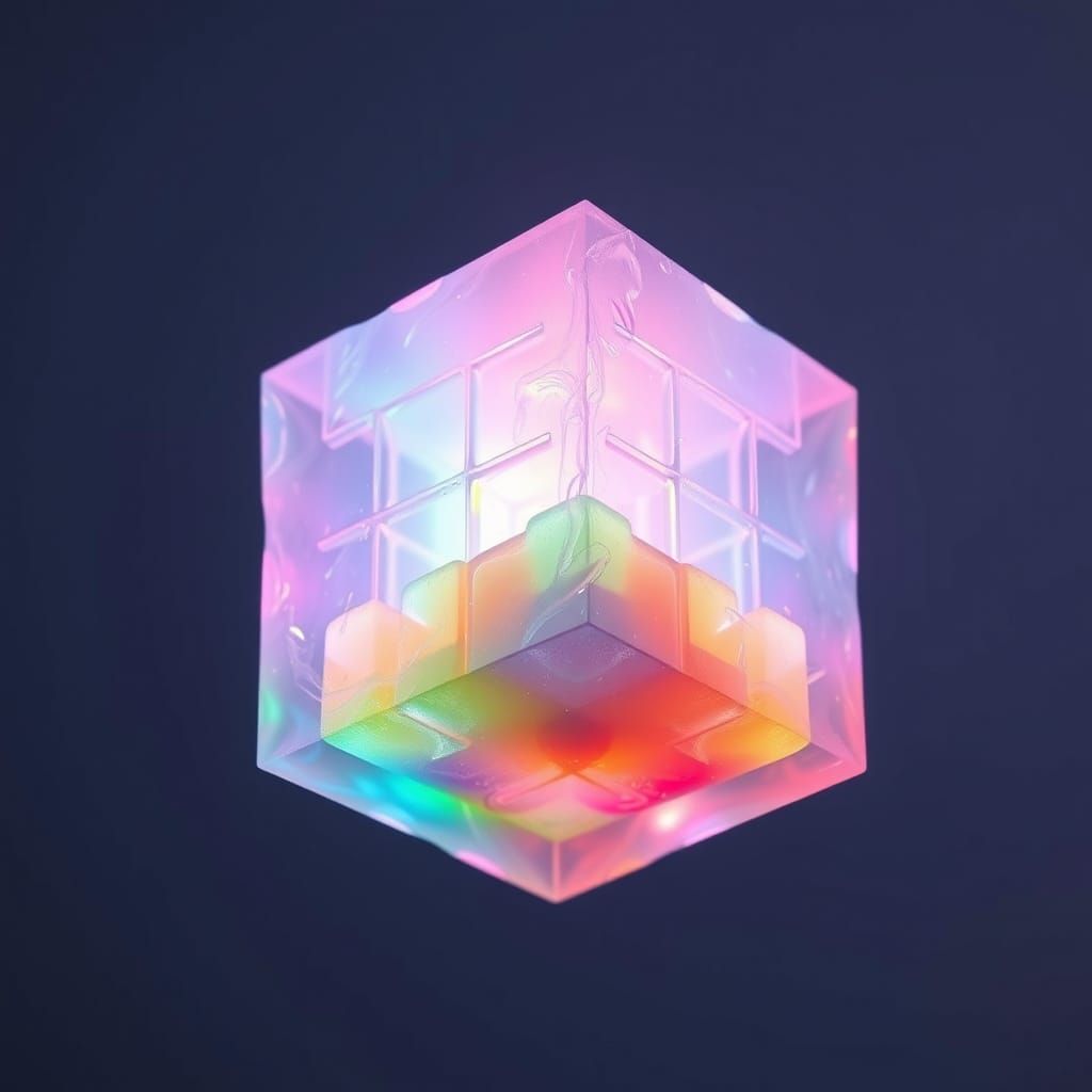 Translucent Jelly Cube of Tetris Blocks