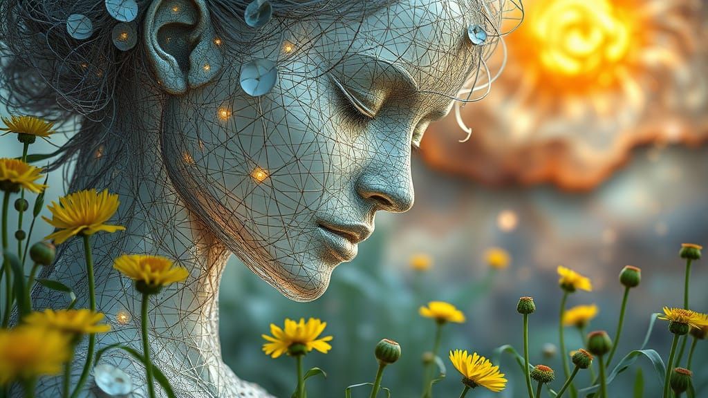 String Woman Kissing Garden: A Bio-Art Portrait