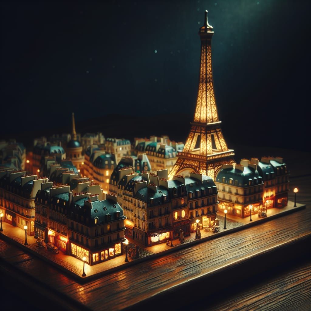 Miniature Paris Shines Under Night Lights