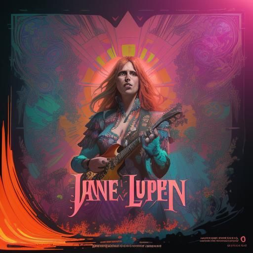 Psychedelic Rock Album Cover Art in Alphonse Mucha Style