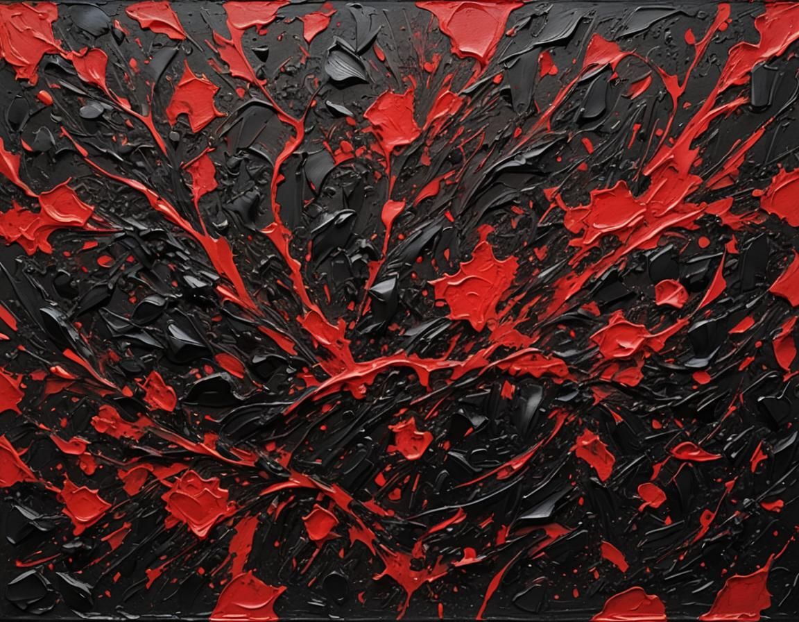 Expressionist Oil Painting with Black Space, Impasto Style