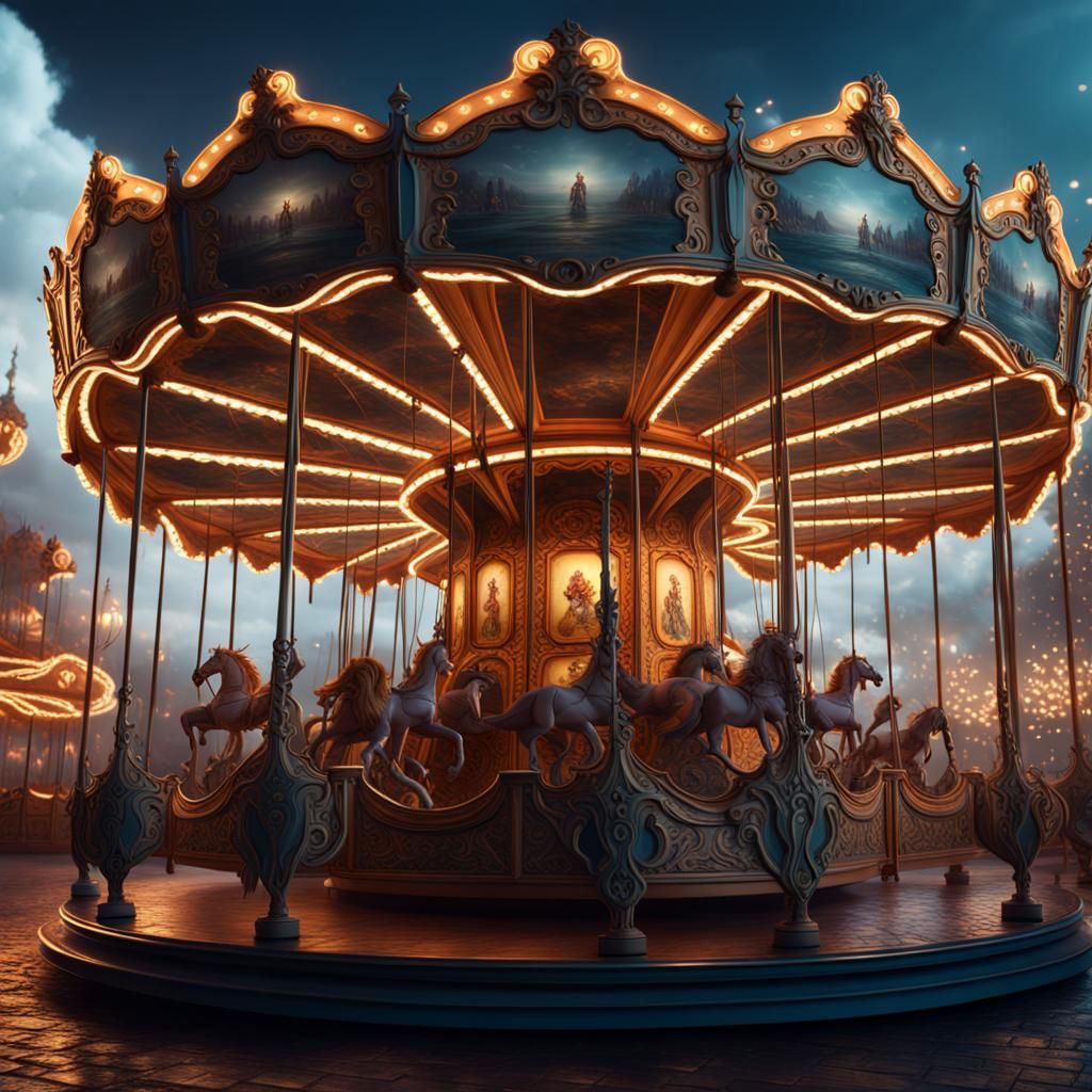 Fantastical Carousel in Detailed Matte Painting