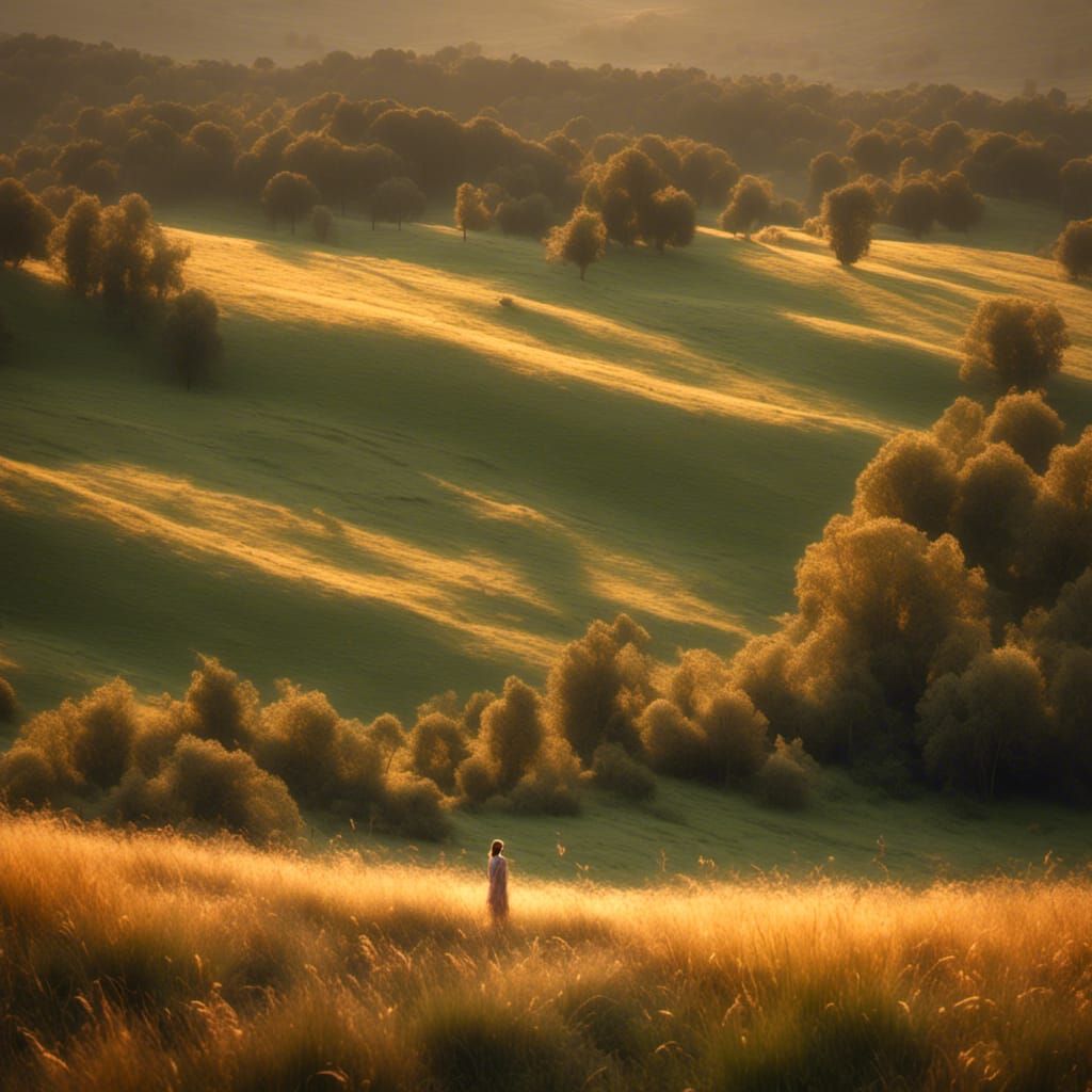 Golden Hour Meadow Landscape Photography