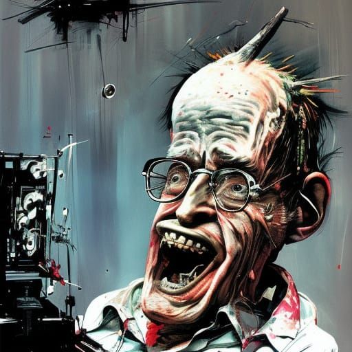 Stephen Hawking in Gonzo Style Illustration