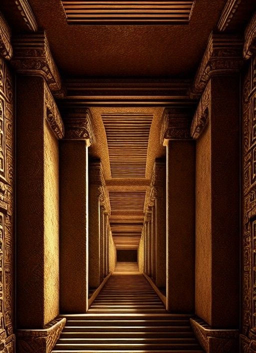 Epic Aztec-Maya Hallway: Detailed Digital Painting