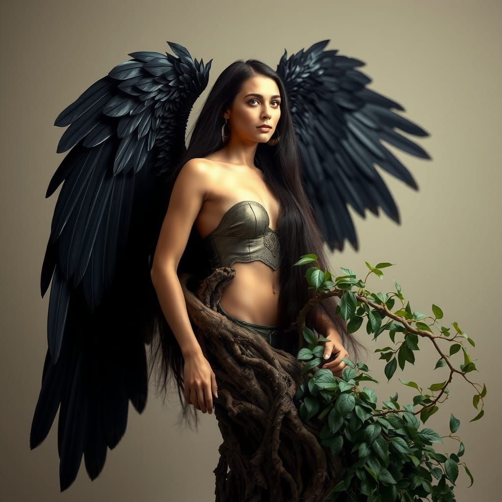 Woman Morphing into Tree with Wings