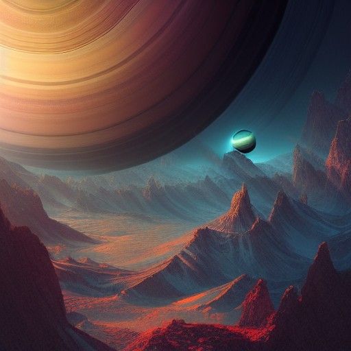Epic Saturn Landscape in Digital Painting Style