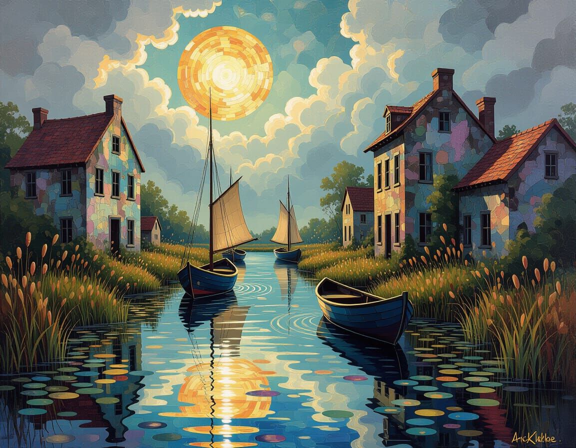 Surreal Ships Sail Through Overgrown Landscape