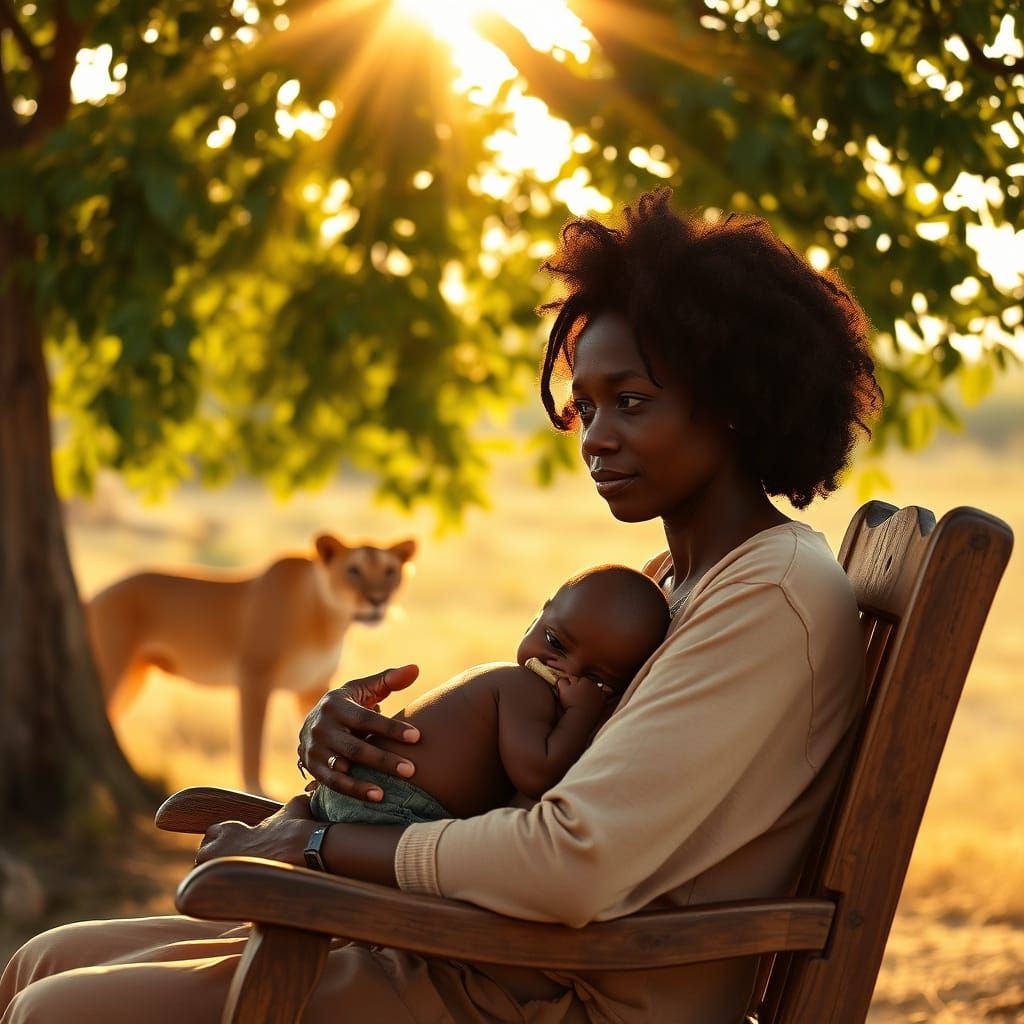 Motherly Love in Golden Light