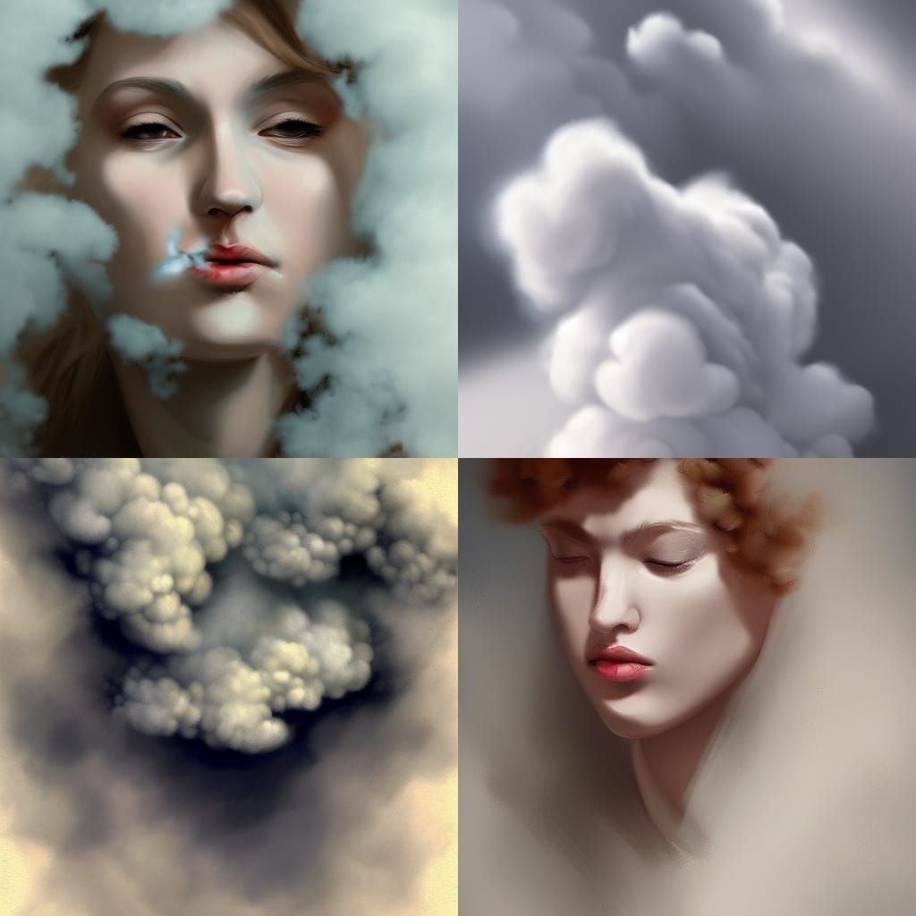 Abstract Puffs of Smoke in Digital Painting Style