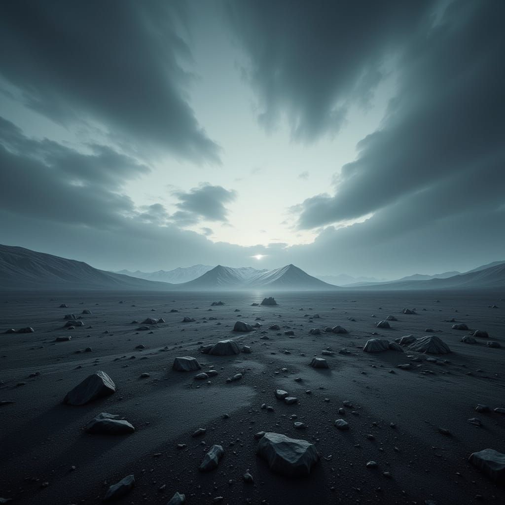 Desolate Tundra Landscape with Cinematic Lighting