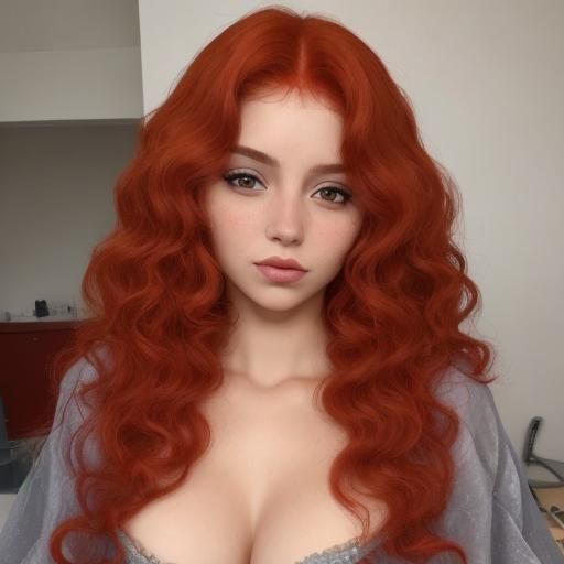 Redhead in Lingerie: Sensual AI Portrait