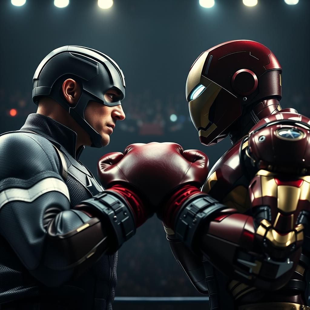 Captain America vs Iron Man Boxing Match Portrait