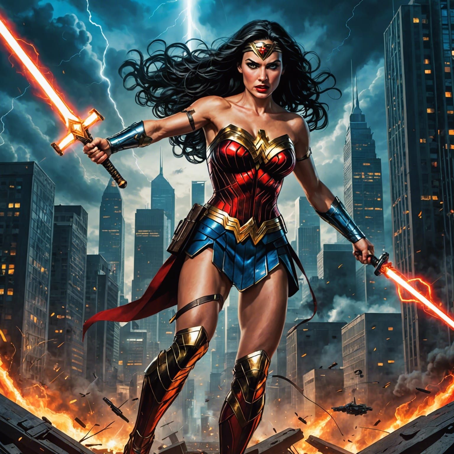 Wonder Woman Charges Aliens in a Sci-Fi Battle