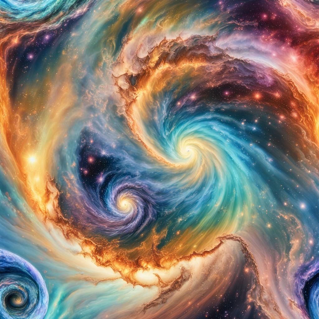 Abstract Galaxy Maelstrom in Iridescent Watercolor