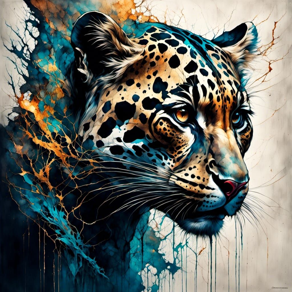 Clouded Leopard Neurons: Holographic Astral Illustration