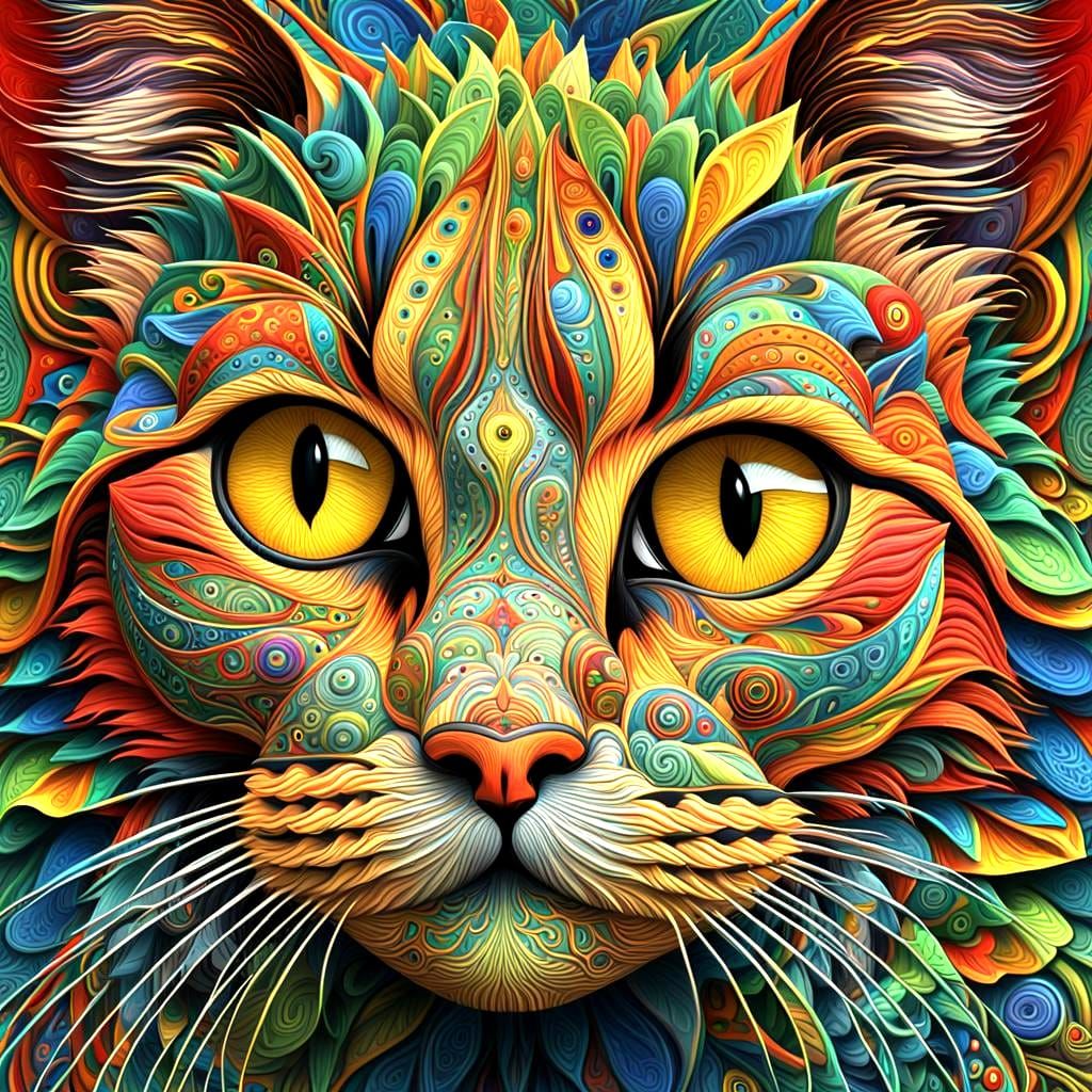 Mathematical Norwegian Forest Cat with Lilies