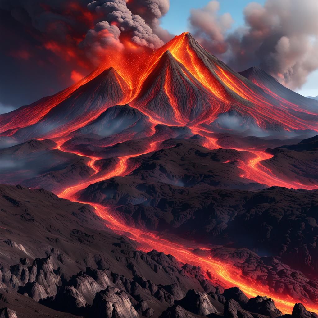Volcano Eruption: Matte Painting in Deep Color