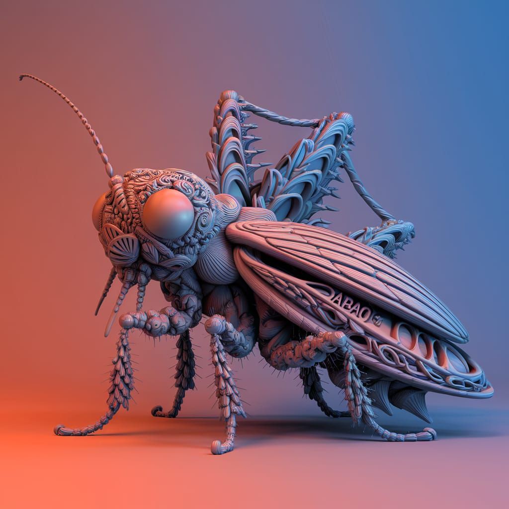 Cricket with Bar Logo in Abstract Fractal Design