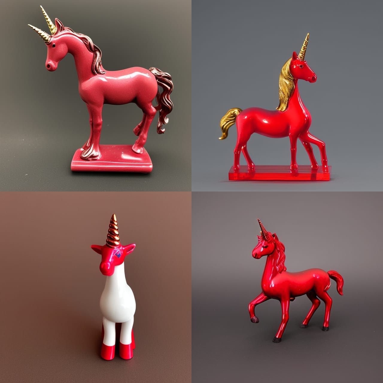 Red Glass Unicorn Figurine: Modern Art